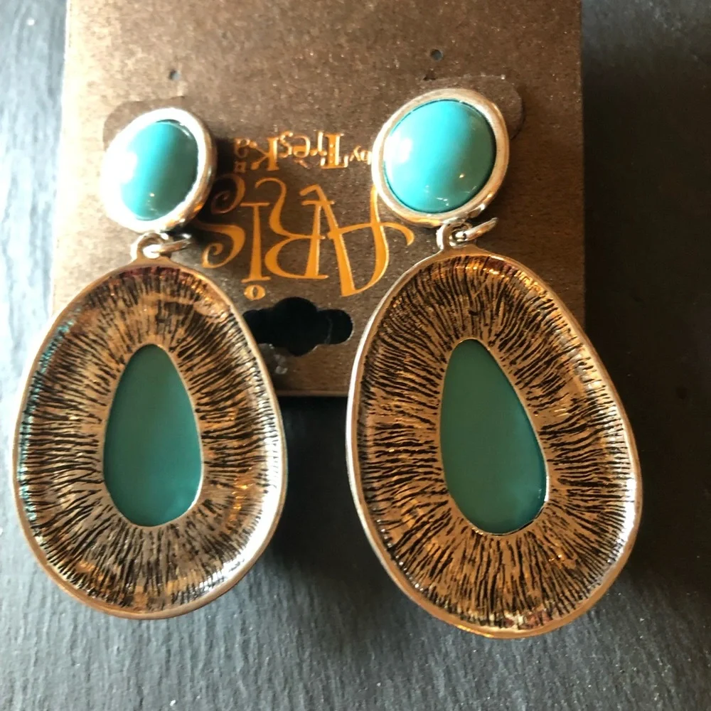 Boho Turquoise like Drop Earrings - Picture 3 of 3